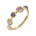 925 Sterling Silver Gold Plated Sugar Crystal Zircon Gemstones Multi Coloured Labradorite Moonstone Amethyst Topaz Ring 1