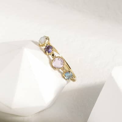925 Sterling Silver Gold Plated Sugar Crystal Zircon Gemstones Multi Coloured Labradorite Moonstone Amethyst Topaz Ring detail 5