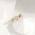 925 Sterling Silver Gold Plated Sugar Crystal Zircon Gemstones Multi Coloured Labradorite Moonstone Amethyst Topaz Ring 6