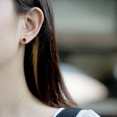 January Garnet 925 Sterling Silver Gold Plated CZ Zircon Geometric Crystal Stud Earrings Vintage Style detail 3