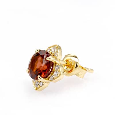 January Garnet 925 Sterling Silver Gold Plated CZ Zircon Geometric Crystal Stud Earrings Vintage Style detail 5