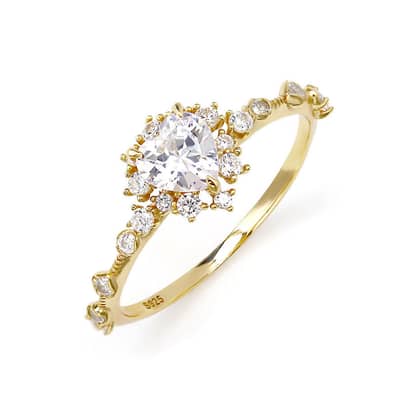 925 Sterling Silver Gold Plated Fashion Gemstone Drop Green Peridot Ring With Natural Stone detail 1