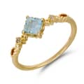 925 Sterling Silver Gold Plated Vintage Promise Initial Gemstone Retro CZ Zircon Geometric Topaz Ring 1
