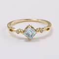 925 Sterling Silver Gold Plated Vintage Promise Initial Gemstone Retro CZ Zircon Geometric Topaz Ring 3