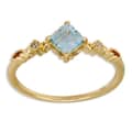 925 Sterling Silver Gold Plated Vintage Promise Initial Gemstone Retro CZ Zircon Geometric Topaz Ring 5