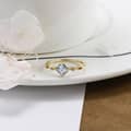 925 Sterling Silver Gold Plated Vintage Promise Initial Gemstone Retro CZ Zircon Geometric Topaz Ring 6