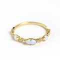 925 Sterling Silver Gold Plated Ocean Wave Colorful Gemstone Opal Zircon Simple Ring 3