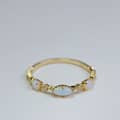 925 Sterling Silver Gold Plated Ocean Wave Colorful Gemstone Opal Zircon Simple Ring 4