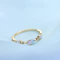 925 Sterling Silver Gold Plated Ocean Wave Colorful Gemstone Opal Zircon Simple Ring 6