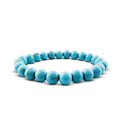 Handmade Stretchy Beads Bracelet 8-14mm Boho Blue Synthetic Turquoise Stone Beaded Bracelet detail 5