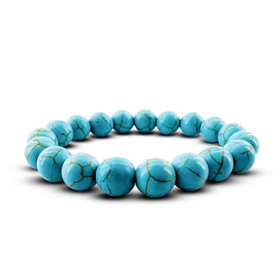 Handmade Stretchy Beads Bracelet 8-14mm Boho Blue Synthetic Turquoise Stone Beaded Bracelet detail 6