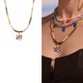 Drip Oil Colored Flower Pendant Clavicle Chain With Natural Stone Freshwater Pearl And Agate Beads 2