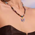 Drip Oil Colored Flower Pendant Clavicle Chain With Natural Stone Freshwater Pearl And Agate Beads 4