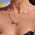 Drip Oil Colored Flower Pendant Clavicle Chain With Natural Stone Freshwater Pearl And Agate Beads 5