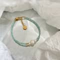 Summer Faceted Turquoise Beaded Bracelet Niche Design Heart Charm Freshwater Pearl Bracelet 1