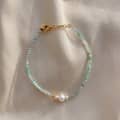Summer Faceted Turquoise Beaded Bracelet Niche Design Heart Charm Freshwater Pearl Bracelet 2