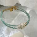 Summer Faceted Turquoise Beaded Bracelet Niche Design Heart Charm Freshwater Pearl Bracelet 3