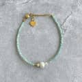 Summer Faceted Turquoise Beaded Bracelet Niche Design Heart Charm Freshwater Pearl Bracelet 5