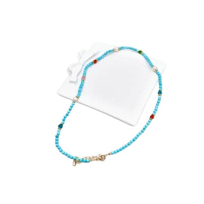Bohemian Turquoise Necklace With Natural Stone Agate And Freshwater Pearl Mix & Match Bracelet detail 5