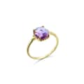 February Gemstone 925 Sterling Silver Gold Plated Antique Amethyst Ring 1