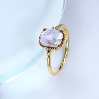 February Gemstone 925 Sterling Silver Gold Plated Antique Amethyst Ring detail 3