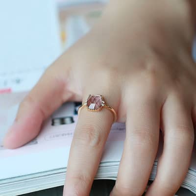February Gemstone 925 Sterling Silver Gold Plated Antique Amethyst Ring detail 5