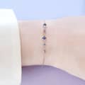 February Amethyst Gemstone 925 Sterling Silver Gold Plated Geometric Bracelet 6