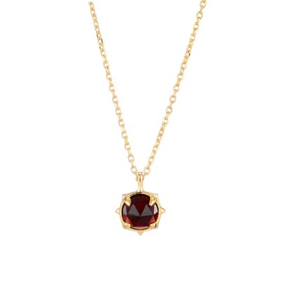 January Garnet Gemstone 925 Sterling Silver Gold Plated CZ Zircon Flower Necklace detail 1