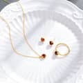 January Garnet Gemstone 925 Sterling Silver Gold Plated CZ Zircon Flower Necklace 4