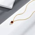 January Garnet Gemstone 925 Sterling Silver Gold Plated CZ Zircon Flower Necklace 6