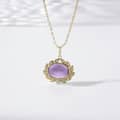 February Gemstone Vintage Geometric Pendant Necklace 925 Sterling Silver Gold Plated 2