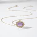 February Gemstone Vintage Geometric Pendant Necklace 925 Sterling Silver Gold Plated 4