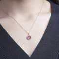 February Gemstone Vintage Geometric Pendant Necklace 925 Sterling Silver Gold Plated 5