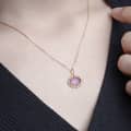 February Gemstone Vintage Geometric Pendant Necklace 925 Sterling Silver Gold Plated 6