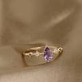 February Amethyst Gemstone 925 Sterling Silver Gold Plated CZ Zircon Ring 3