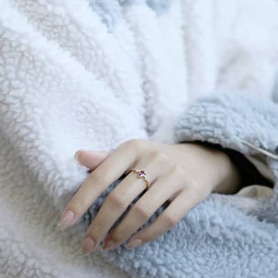February Amethyst Gemstone 925 Sterling Silver Gold Plated CZ Zircon Ring detail 6