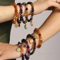 Light Luxury Mixed Color Natural Stone Elastic Rope Tiger Eye Stone Handmade Bead Bracelet 1