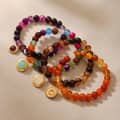 Light Luxury Mixed Color Natural Stone Elastic Rope Tiger Eye Stone Handmade Bead Bracelet 2