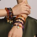 Light Luxury Mixed Color Natural Stone Elastic Rope Tiger Eye Stone Handmade Bead Bracelet 3