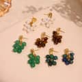 Design Luxury Handmade Geometric Natural Stone Beaded Flower Pendant Earrings 1