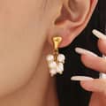 Design Luxury Handmade Geometric Natural Stone Beaded Flower Pendant Earrings 2