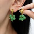 Design Luxury Handmade Geometric Natural Stone Beaded Flower Pendant Earrings 3