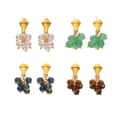 Design Luxury Handmade Geometric Natural Stone Beaded Flower Pendant Earrings 6