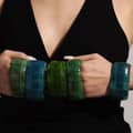 Natural Stone Elastic Bracelet Jade Green Crystal Agate Half Round Bracelet 1