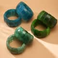 Natural Stone Elastic Bracelet Jade Green Crystal Agate Half Round Bracelet 2