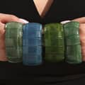 Natural Stone Elastic Bracelet Jade Green Crystal Agate Half Round Bracelet 3
