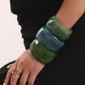 Natural Stone Elastic Bracelet Jade Green Crystal Agate Half Round Bracelet 4