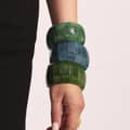 Natural Stone Elastic Bracelet Jade Green Crystal Agate Half Round Bracelet 5