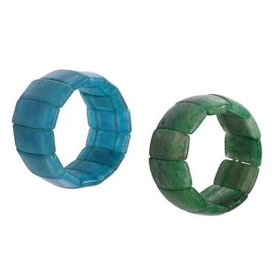 Natural Stone Elastic Bracelet Jade Green Crystal Agate Half Round Bracelet detail 6
