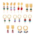Light Luxury Retro Round Natural Stone Drop Earrings Pearl Tassel Titanium Steel Pendant Beaded 5
